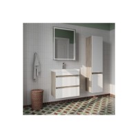 Тумба с раковиной Iddis Zodiac ZOD6AB0i95K, 60 см, подвесная, 2 ящика, белый матовый/дерево