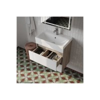 Тумба с раковиной Iddis Zodiac ZOD6AB0i95K, 60 см, подвесная, 2 ящика, белый матовый/дерево
