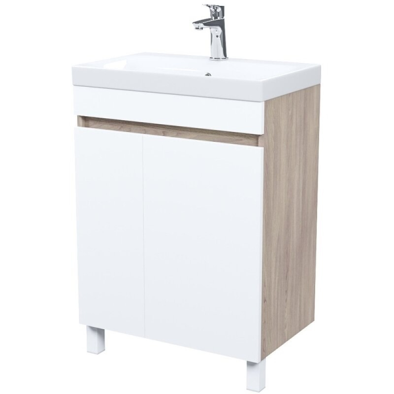 Тумба с раковиной Iddis Zodiac ZOD6ADFi95K, 60 см, напольная, белый матовый/дерево