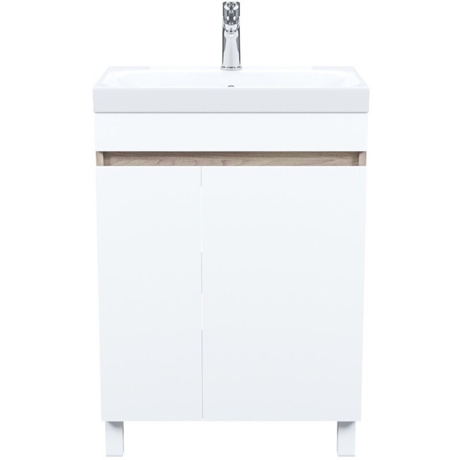 Тумба с раковиной Iddis Zodiac ZOD6ADFi95K, 60 см, напольная, белый матовый/дерево