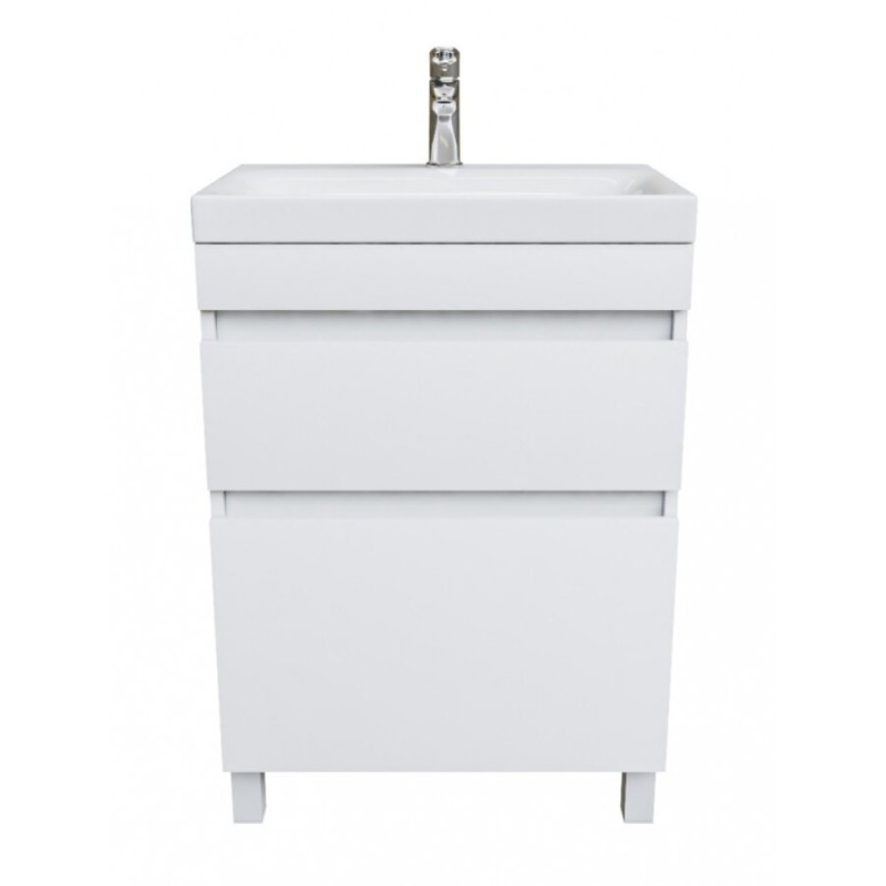 Тумба с раковиной Iddis Zodiac 60 см подвесная, 2 ящика, белый матовый, ZOD6CBFi95K