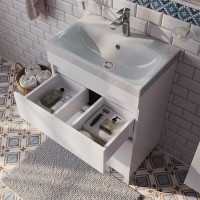 Тумба с раковиной Iddis Zodiac 60 см подвесная, 2 ящика, белый матовый, ZOD6CBFi95K