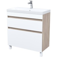 Тумба с раковиной Iddis Zodiac ZOD8ABFi95K, 80 см, напольная, белый матовый/дерево