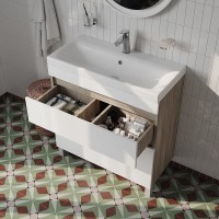 Тумба с раковиной Iddis Zodiac ZOD8ABFi95K, 80 см, напольная, белый матовый/дерево