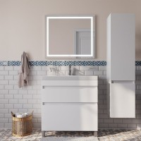 Тумба с раковиной Iddis Zodiac 80 см напольная, 2 ящика, белый матовый, ZOD8CBFi95K