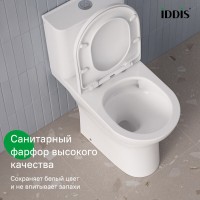 Напольный унитаз-компакт Iddis Zodiac X ZODRDSEi24, безободковый, крышка микролифт, белый