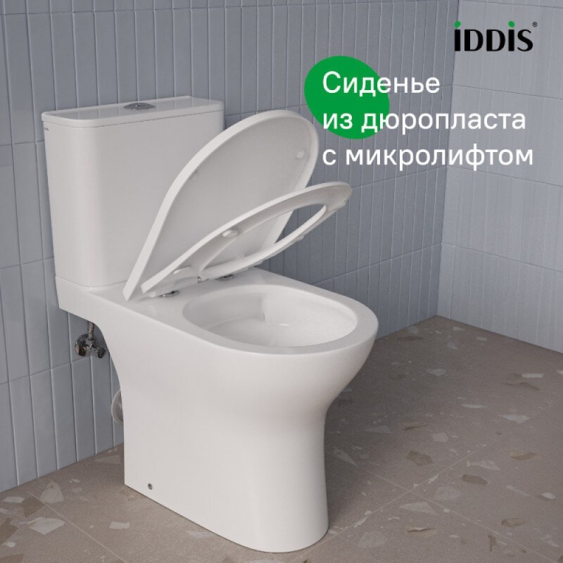 Напольный унитаз-компакт Iddis Zodiac X ZODRDSEi24, безободковый, крышка микролифт, белый