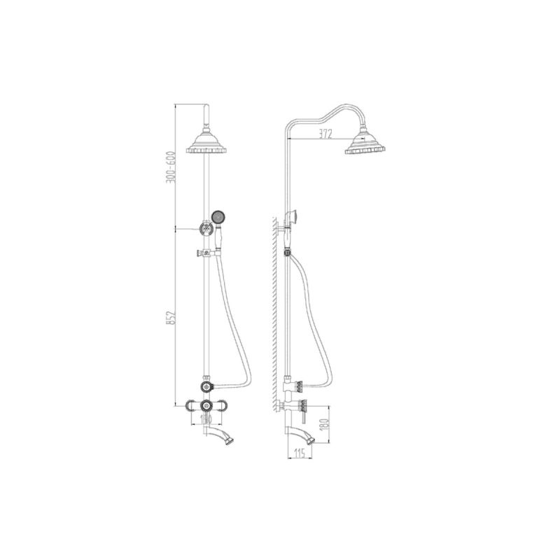 Душевая стойка ZorG Antic A 102DS-BR, бронза