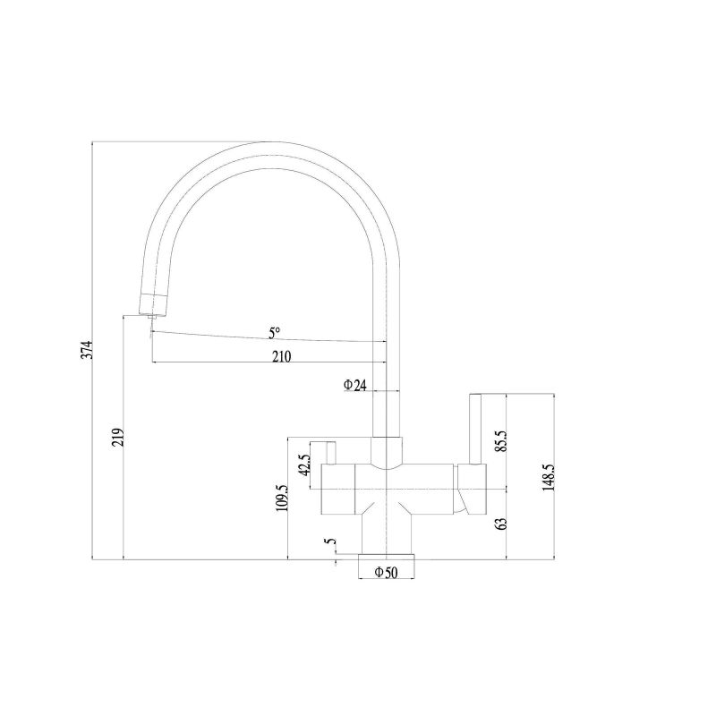 Смеситель ZorG Inox SZR-7020 для кухонной мойки, сталь