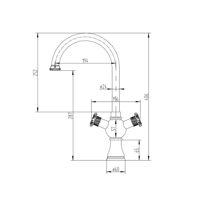 Смеситель ZorG Antic A 2004K-SL для кухонной мойки, серебро