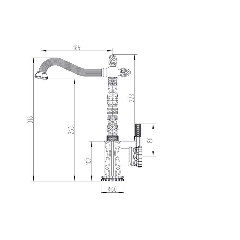 Смеситель ZorG Antic A 117K-BR для кухонной мойки, бронза