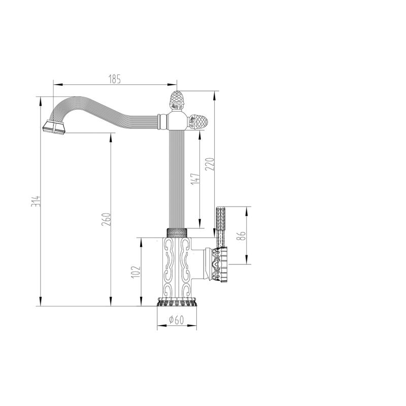 Смеситель ZorG Antic A 124K-BR для кухонной мойки, бронза