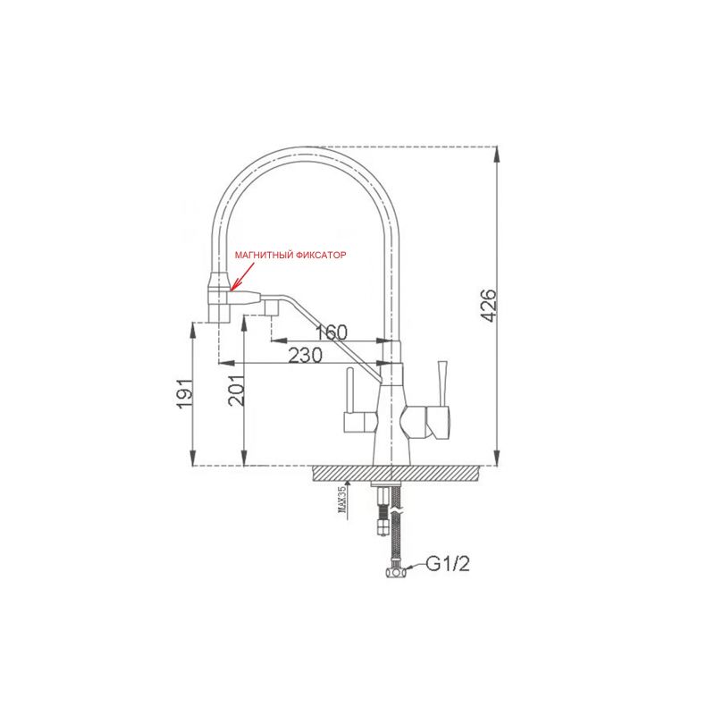 Смеситель ZorG Sanitary ZR 356 YF-NICKEL для кухонной мойки, никель
