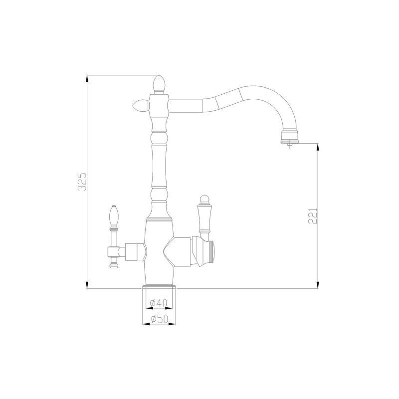 Смеситель Steel Hammer SH 812 BLACK BR для кухонной мойки, черный/бронза