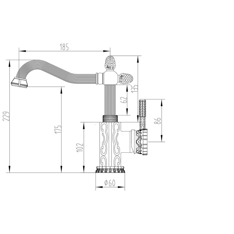 Смеситель ZorG Antic A 125 U-BR для раковины, бронза