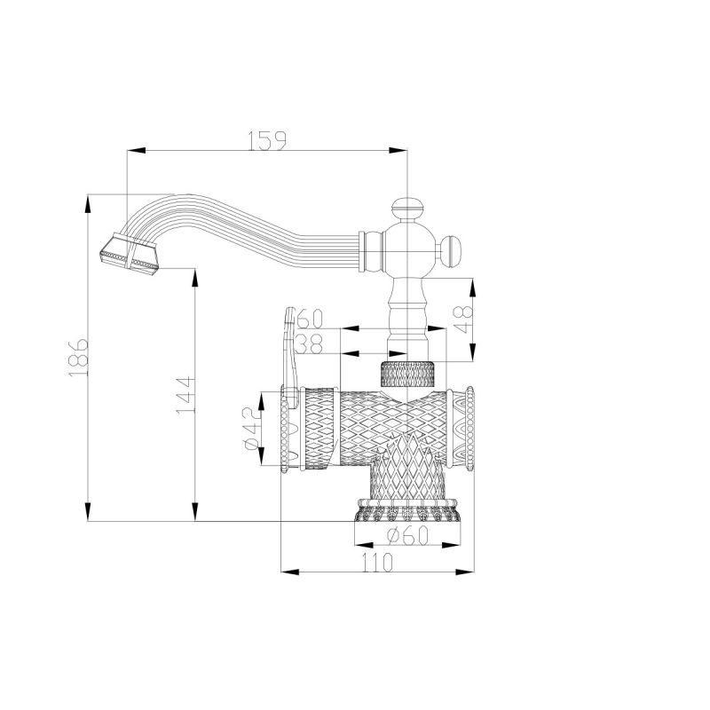 Смеситель ZorG Antic A 413U-SL для раковины, серебро