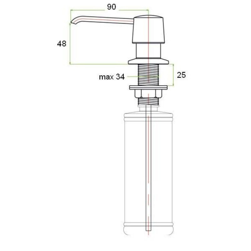 Дозатор встраиваемый для жидкого мыла Zorg Inox ZR-20 BLACK, цвет черный