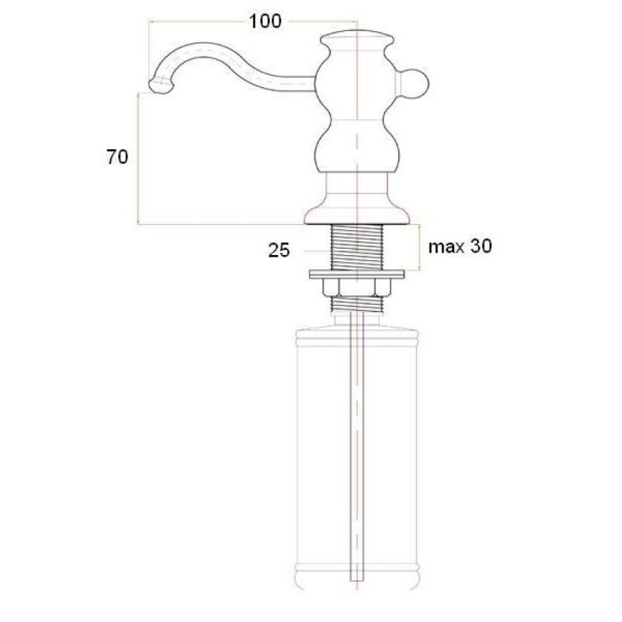 Дозатор встраиваемый для жидкого мыла Zorg Inox ZR-25 CR, цвет хром