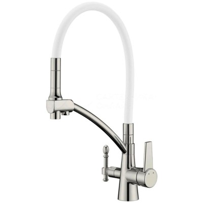 Смеситель Zorg Clean Water ZR 338-8 YF SATIN для кухни под фильтр, сатин/белый