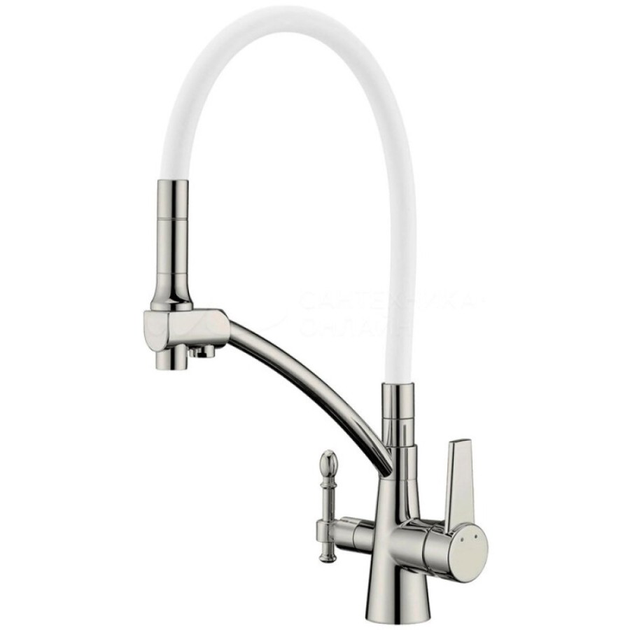 Смеситель Zorg Clean Water ZR 338-8 YF SATIN для кухни под фильтр, сатин/белый