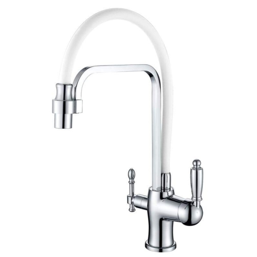 Смеситель Zorg Clean Water ZR 342-8 YF для кухни под фильтр, хром/белый